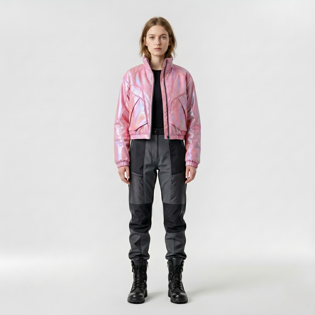 Women's Iridescent Reflective Bomber Jacket